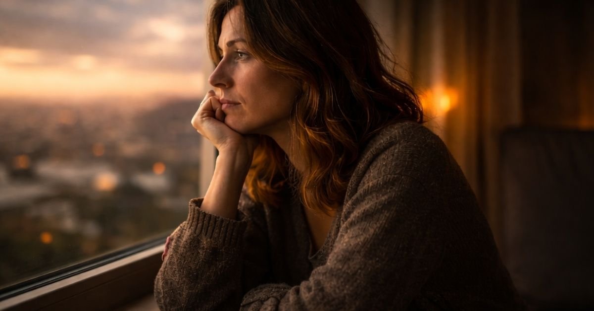 Person looking out a window in deep reflection realising their life needs to change