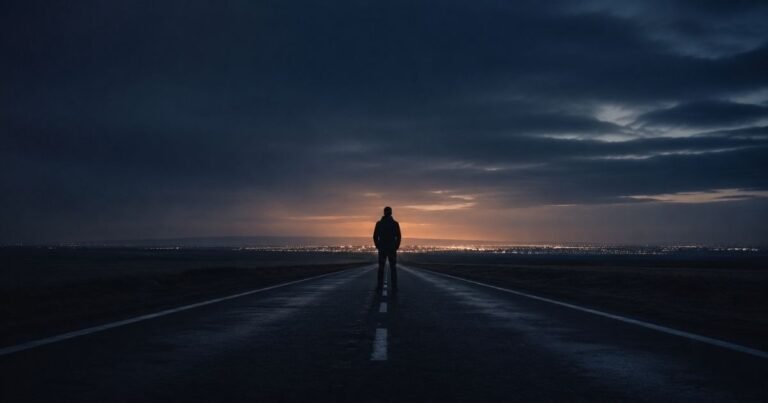 Why do I feel lost in life — solitary figure on an empty road at dawn symbolising quiet confusion and inner awakening.
